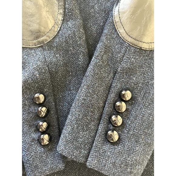 NWT Smythe Pouf Sleeve Equestrian Jacket Blazer Navy Wool Leather Patches Size 2 - Picture 8 of 8